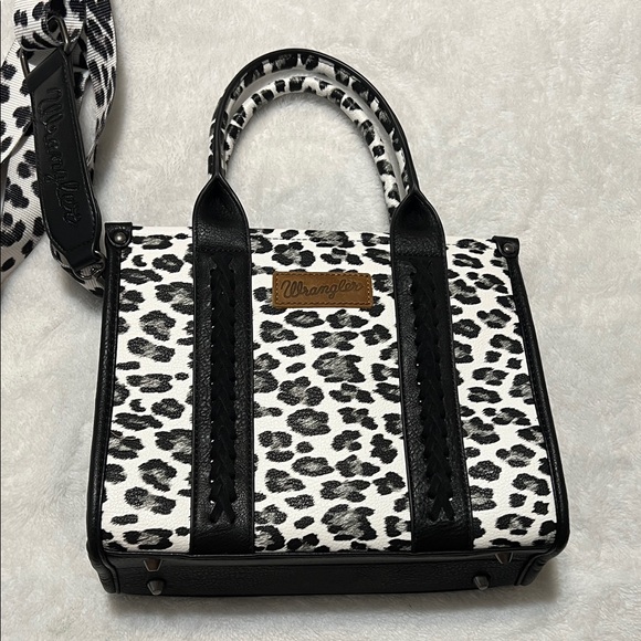 Wrangler Black and White Animal Print Satchel - Picture 1 of 3